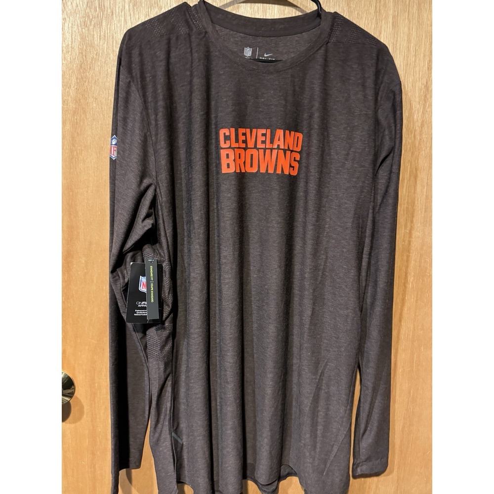 Nike Cleveland Browns Long sleeve On field Dri-Fit T-Shirt Shirt NWT Sz XL (J)